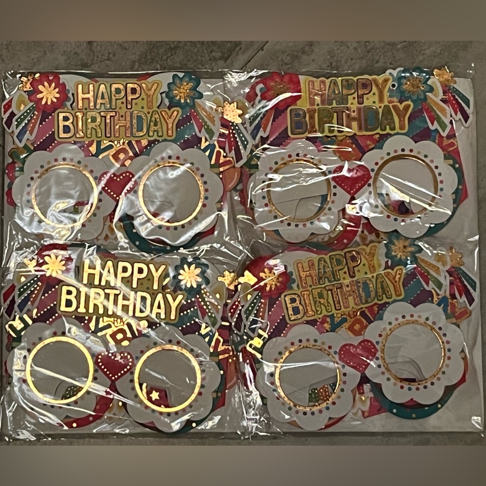 Kids child Colorful Paper cardboard Glasses Happy Birthday favors set of 24